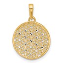 14K Yellow & Rhodium D/C Flower Circle Pendant - 23 mm