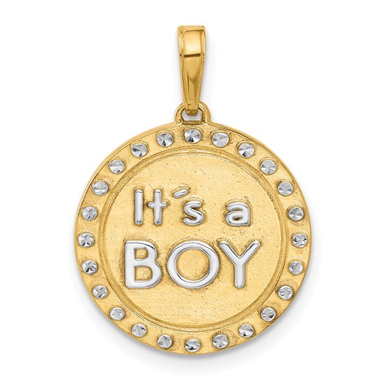 14K Yellow & Rhodium D/C It's A Boy Pendant - 23.7 mm 14K Yellow & Rhodium D/C It's A Boy Pendant - 23.7 mm