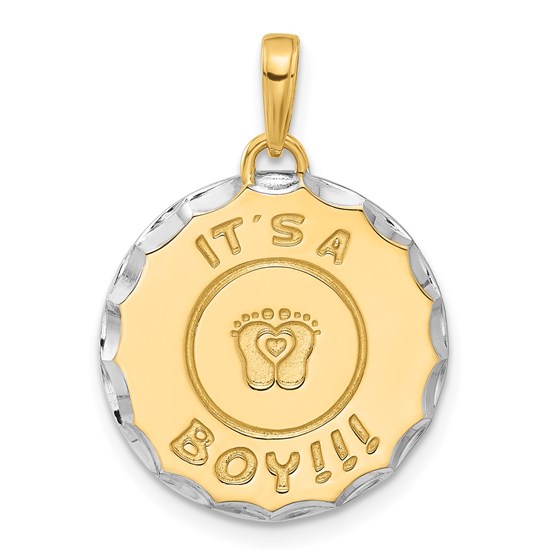 14K Yellow & Rhodium D/C It's A Boy Pendant - 26.3 mm 14K Yellow & Rhodium D/C It's A Boy Pendant - 26.3 mm