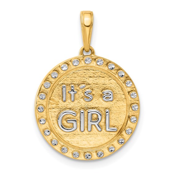 14K Yellow & Rhodium D/C It's A Girl Pendant - 23.7 mm 14K Yellow & Rhodium D/C It's A Girl Pendant - 23.7 mm
