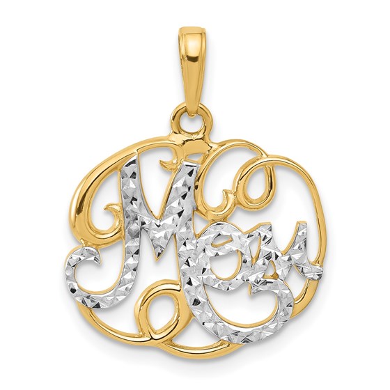 14K Yellow & Rhodium D/C Mom in Fancy Pendant - 26 mm 14K Yellow & Rhodium D/C Mom in Fancy Pendant - 26 mm