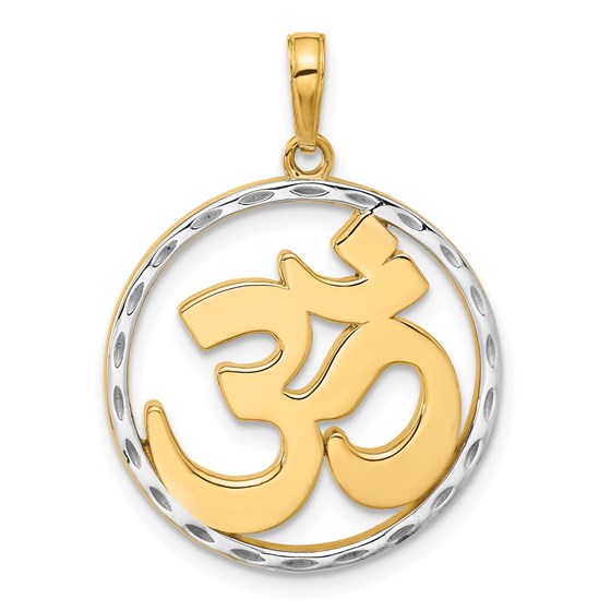 14K Yellow & Rhodium D/C Om in Circle Pendant - 30.75 mm 14K Yellow & Rhodium D/C Om in Circle Pendant - 30.75 mm