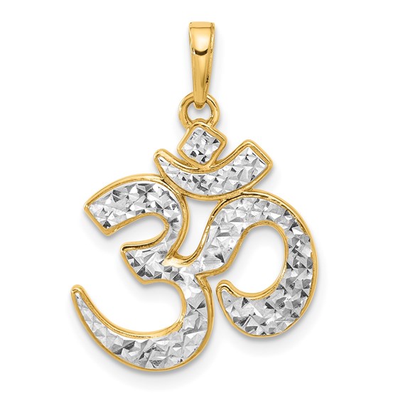 14K Yellow & Rhodium D/C Om Pendant - 25 mm 14K Yellow & Rhodium D/C Om Pendant - 25 mm