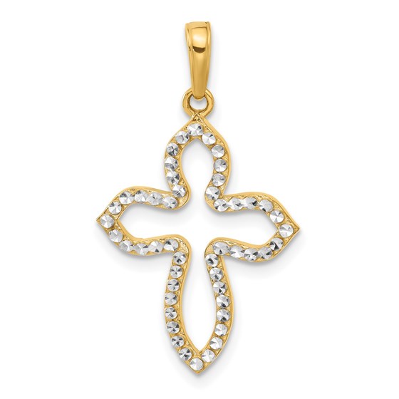 14K Yellow & Rhodium D/C Pointed Cross Pendant - 30.2 mm 14K Yellow & Rhodium D/C Pointed Cross Pendant - 30.2 mm