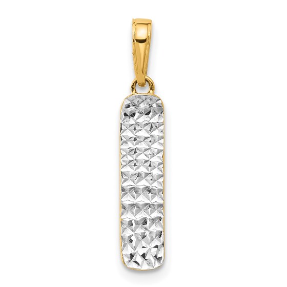 14K Yellow & Rhodium D/C Skateboard Pendant - 25.5 mm 14K Yellow & Rhodium D/C Skateboard Pendant - 25.5 mm
