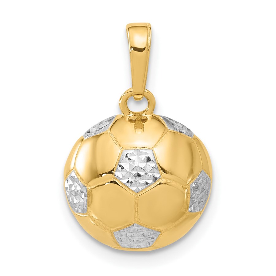 14K Yellow & Rhodium D/C Soccer Ball Pendant - 20.4 mm