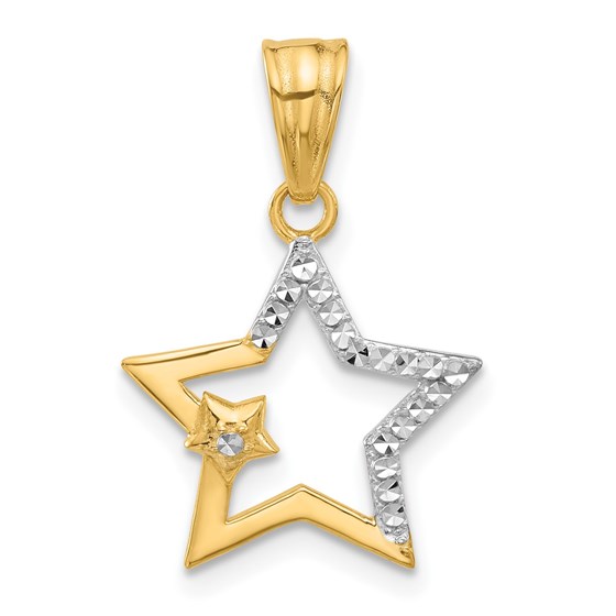 14K Yellow & Rhodium D/C Stars Pendant - 24 mm 14K Yellow & Rhodium D/C Stars Pendant - 24 mm