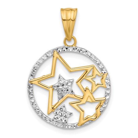 14K Yellow & Rhodium D/C Stars Pendant - 28 mm 14K Yellow & Rhodium D/C Stars Pendant - 28 mm