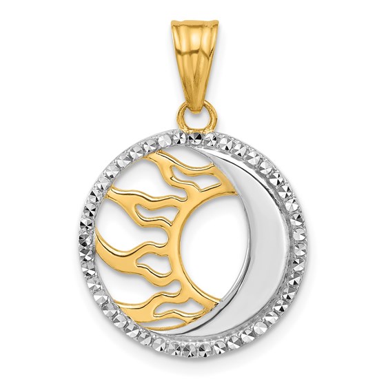 14K Yellow & Rhodium D/C Sun and Moon Pendant - 27 mm 14K Yellow & Rhodium D/C Sun and Moon Pendant - 27 mm