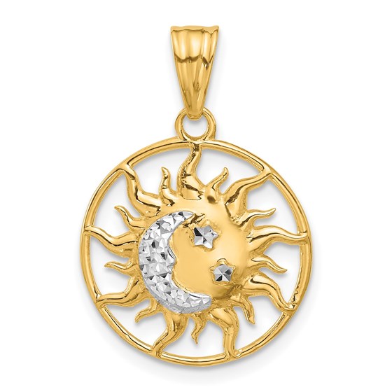 14K Yellow & Rhodium D/C Sun Moon Stars Pendant - 26.8 mm 14K Yellow & Rhodium D/C Sun Moon Stars Pendant - 26.8 mm