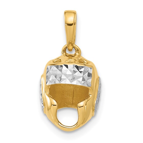 14K Yellow & Rhodium D/C Wrestling Helmet Pendant - 18 mm 14K Yellow & Rhodium D/C Wrestling Helmet Pendant - 18 mm