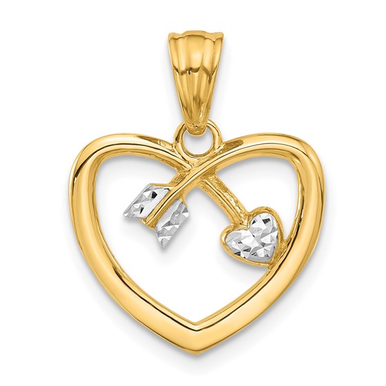 14K Yellow & Rhodium Diamond-cut Heart Arrow Pendant - 21.6 mm 14K Yellow & Rhodium Diamond-cut Heart Arrow Pendant - 21.6 mm