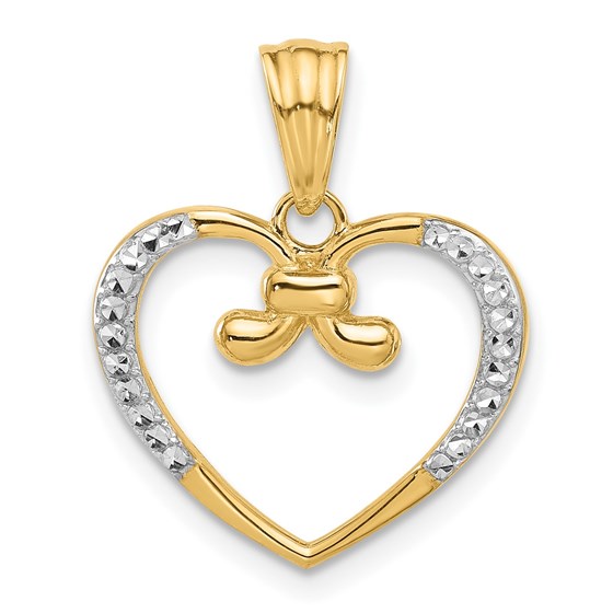 14K Yellow & Rhodium Diamond-cut Heart Pendant - 21.8 mm 14K Yellow & Rhodium Diamond-cut Heart Pendant - 21.8 mm