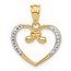 14K Yellow & Rhodium Diamond-cut Heart Pendant - 21.8 mm