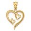 14K Yellow & Rhodium Diamond-cut Open Hearts Pendant - 23.8 mm