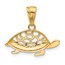 14K Yellow & Rhodium Diamond Cut Turtle Pendant - 18 mm