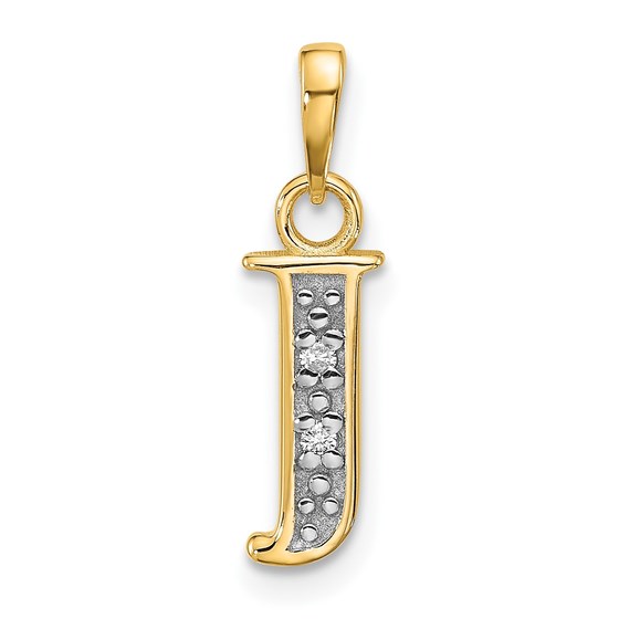 14K Yellow & Rhodium Diamond Letter J Initial Pendant - 19 mm 14K Yellow & Rhodium Diamond Letter J Initial Pendant - 19 mm