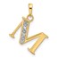 14K Yellow & Rhodium Diamond Letter M Initial Pendant - 22.3 mm