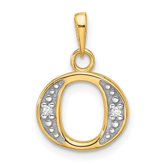 14K Yellow & Rhodium Diamond Letter O Initial Pendant - 18.5 mm 14K Yellow & Rhodium Diamond Letter O Initial Pendant - 18.5 mm