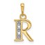 14K Yellow & Rhodium Diamond Letter R Initial Pendant - 17.7 mm
