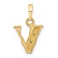 14K Yellow & Rhodium Diamond Letter V Initial Pendant - 18 mm