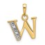 14K Yellow & Rhodium Diamond Letter W Initial Pendant - 18 mm