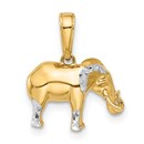 14K Yellow & Rhodium Elephant Pendant - 16.75 mm