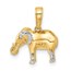 14K Yellow & Rhodium Elephant Pendant - 16.75 mm