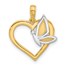 14K Yellow & Rhodium Fancy Heart and Butterfly Charm - 20.9 mm
