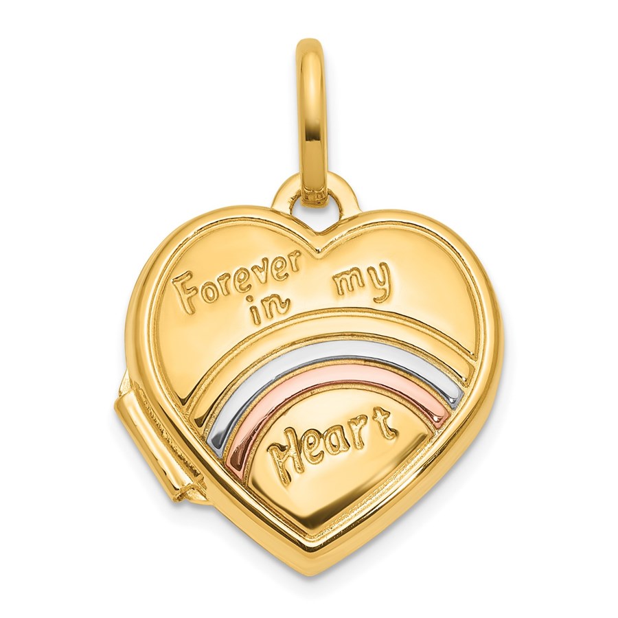 14K Yellow & Rhodium FOREVER IN MY HEART Heart Locket - 21 mm