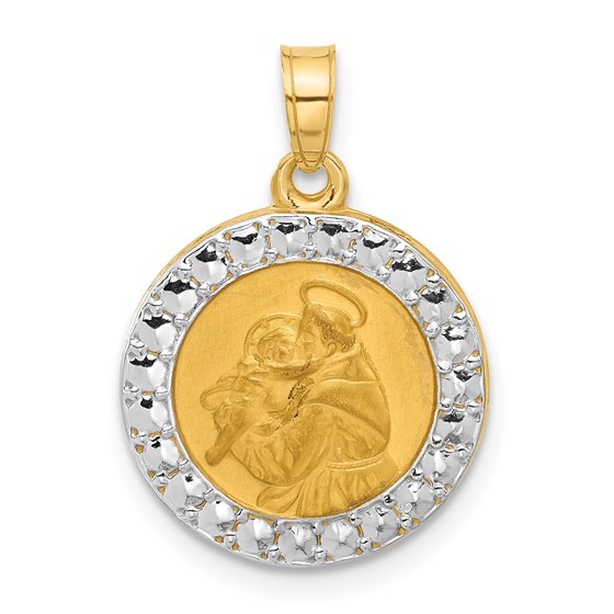 14K Yellow & Rhodium Hollow St. Anthony Medal - 21.5 mm 14K Yellow & Rhodium Hollow St. Anthony Medal - 21.5 mm