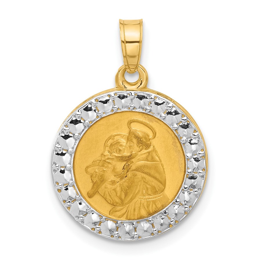 14K Yellow & Rhodium Hollow St. Anthony Medal - 21.5 mm