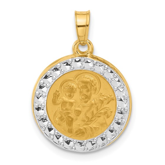 14K Yellow & Rhodium Hollow St. Joseph Medal - 21.1 mm 14K Yellow & Rhodium Hollow St. Joseph Medal - 21.1 mm