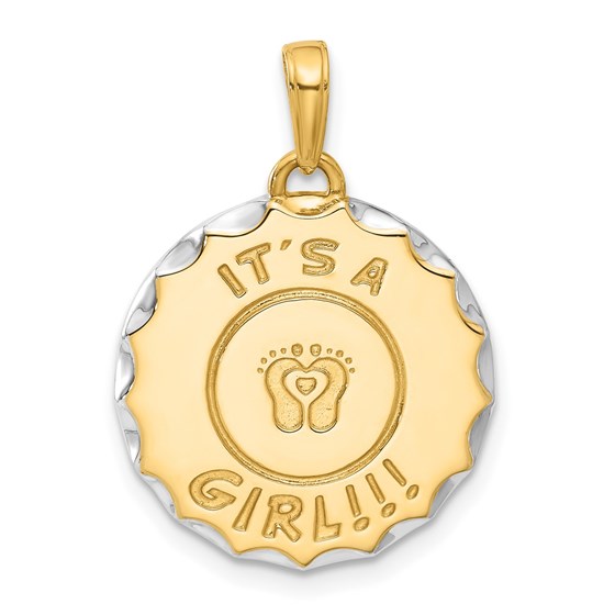 14K Yellow & Rhodium It's A Girl! Disc Pendant - 26.3 mm 14K Yellow & Rhodium It's A Girl! Disc Pendant - 26.3 mm