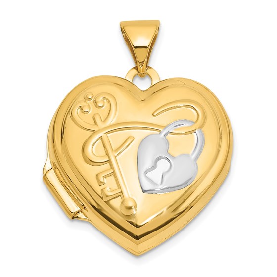14K Yellow & Rhodium KEY TO MY HEART Heart Locket - 24 mm 14K Yellow & Rhodium KEY TO MY HEART Heart Locket - 24 mm