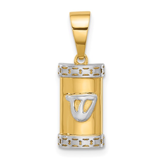 14K Yellow & Rhodium Mezuzah Pendant - 22.8 mm 14K Yellow & Rhodium Mezuzah Pendant - 22.8 mm