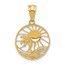 14K Yellow & Rhodium Ocean and Palm Tree Round Pendant - 24 mm