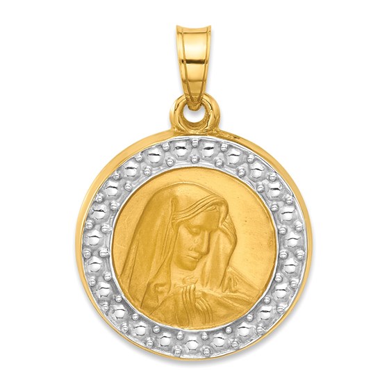 14K Yellow & Rhodium Rhodium Lady of Sorrows Pendant - 21.6 mm 14K Yellow & Rhodium Rhodium Lady of Sorrows Pendant - 21.6 mm
