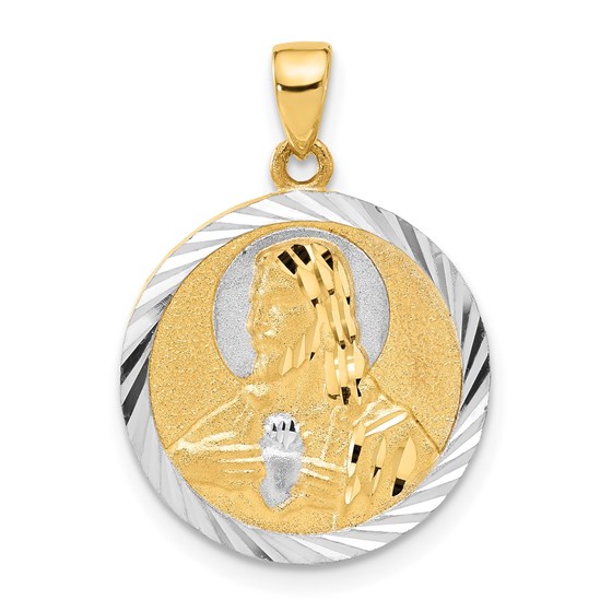 14K Yellow & Rhodium Satin Mary / Jesus Pendant - 24.3 mm 14K Yellow & Rhodium Satin Mary / Jesus Pendant - 24.3 mm