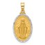 14K Yellow & Rhodium Satin Medal Solid Oval Pendant - 24.9 mm