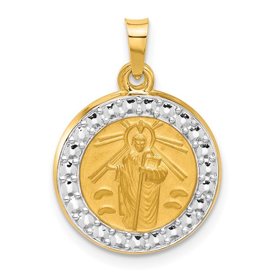 14K Yellow & Rhodium St. Jude Thaddeus Medal - 22.5 mm 14K Yellow & Rhodium St. Jude Thaddeus Medal - 22.5 mm