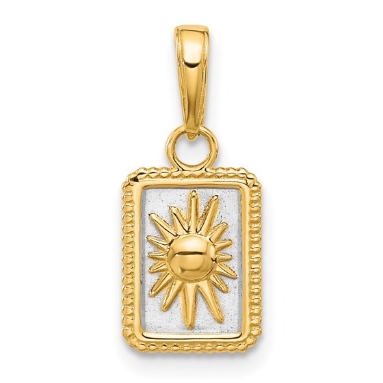 14K Yellow & Rhodium Sun in Frame Pendant - 19.5 mm 14K Yellow & Rhodium Sun in Frame Pendant - 19.5 mm