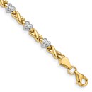 14K Yellow & Rhodium w/Rhodium Heart and X Bracelet - 8 in.