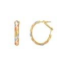 14K Yellow-Rose-White Gold Turkeyicolor Ribbed Tube Earrings