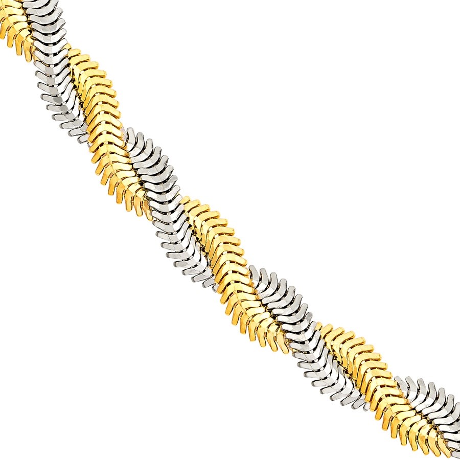 14K Yellow & White Gold 2.6 mm Braided Snake Chain - 7.25in.