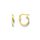 14K Yellow-White Gold Interwoven Square Tube Hoops
