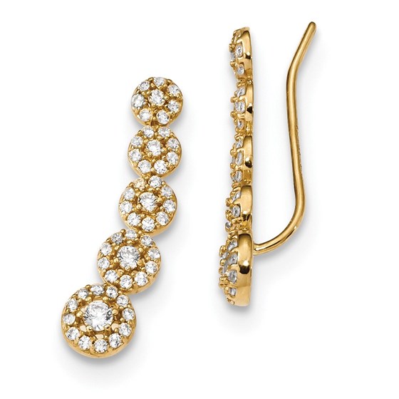 14k Zirconia Circles Polished Ear Climber Earrings 14k Zirconia Circles Polished Ear Climber Earrings