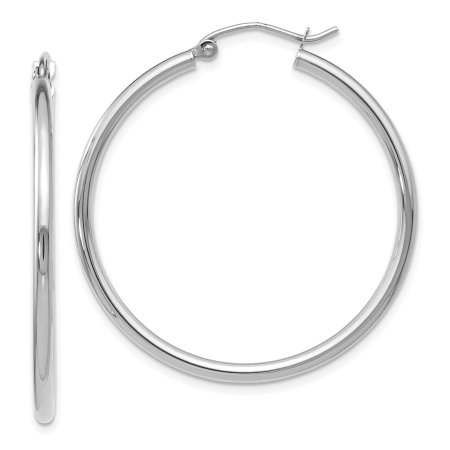 14KW 2mm Hoop Earrings - 35 mm