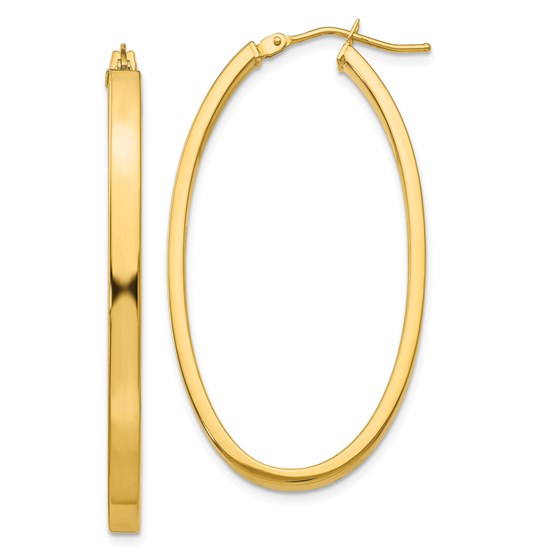 14ky Polished Oval Hoop Earrings 14ky Polished Oval Hoop Earrings