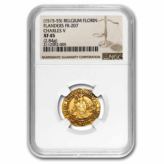 1515-55 Belgium Gold Florin Charles V XF-45 NGC 1515-55 Belgium Gold Florin Charles V XF-45 NGC